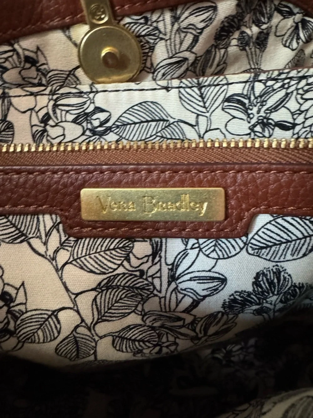 Vera Bradley Chestnut Brown Pebble Leather Shoulder Bag - Picture 2 of 9